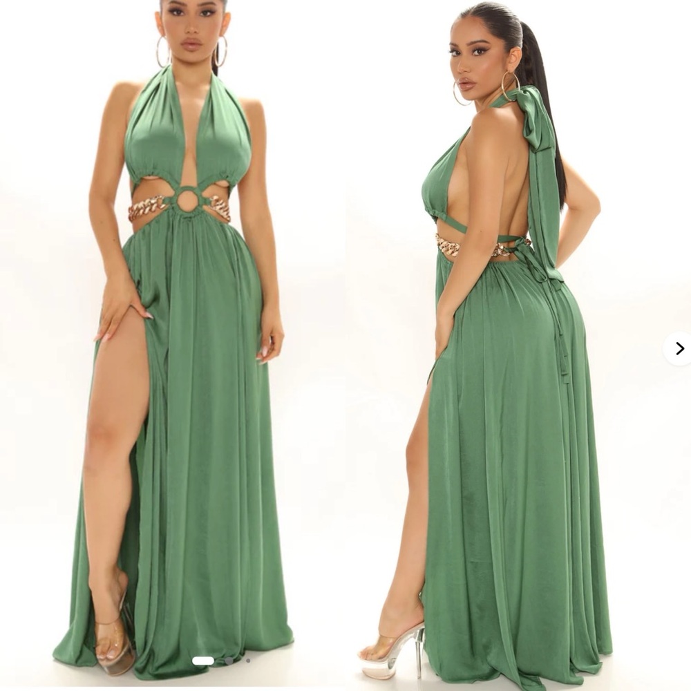 Fashion Nova Feel This Way Satin Halter Maxi Dress